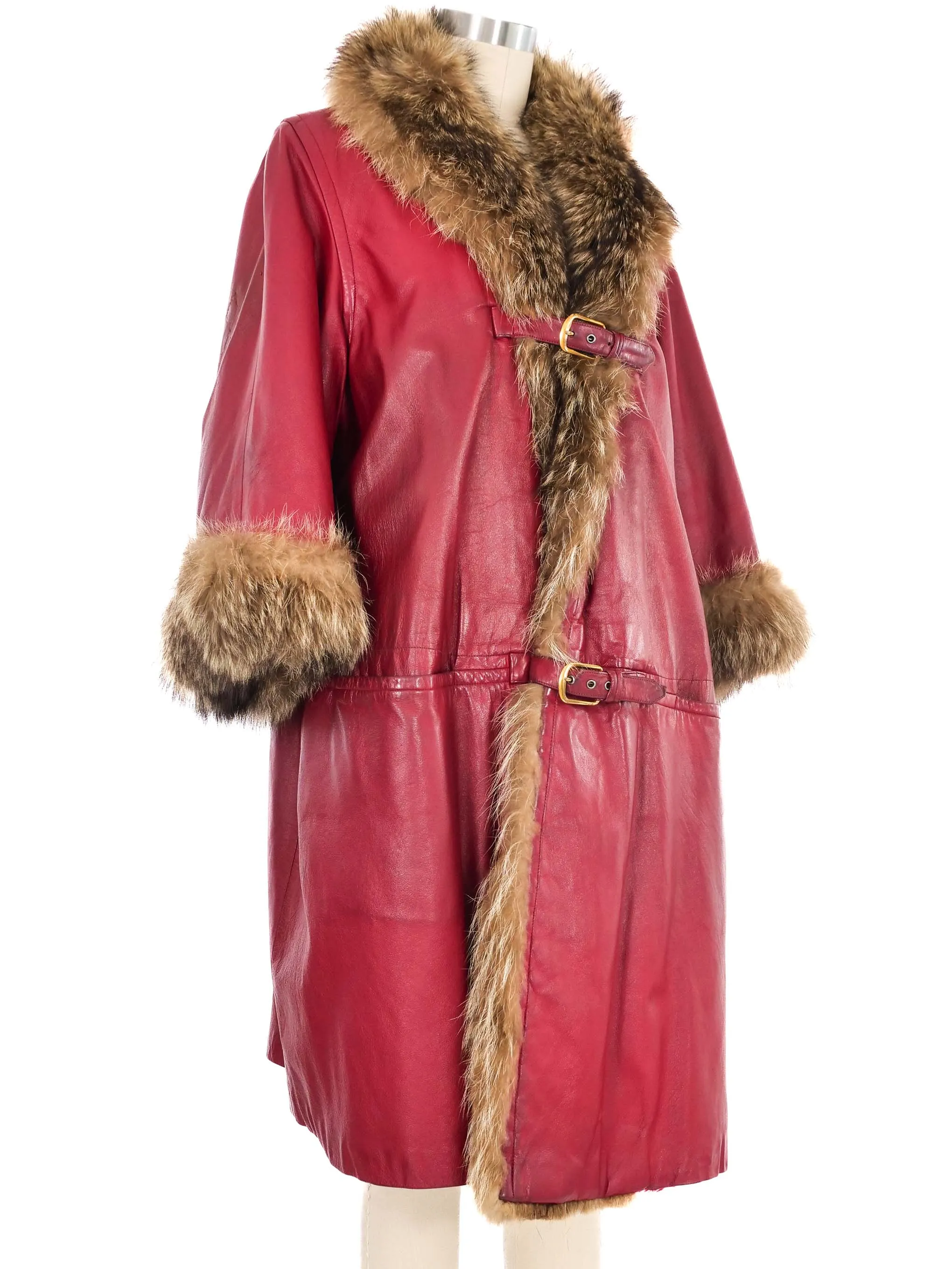 1960s Bonnie Cashin Fur Trimmed Leather Coat