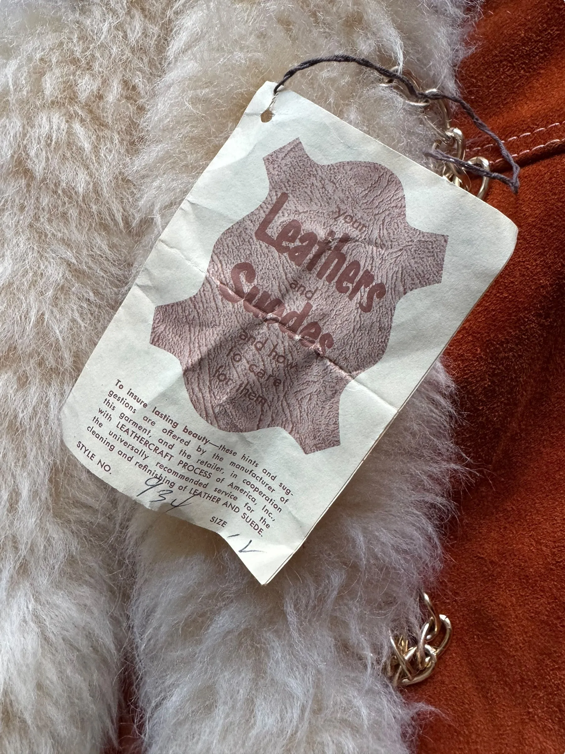 1960s Deadstock Suede and Fur Penny Lane Coat L