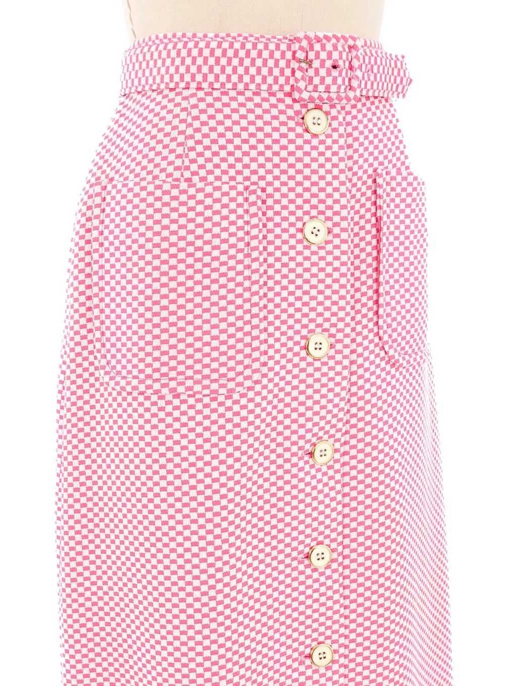 1960s Pink Checkered Maxi Skirt