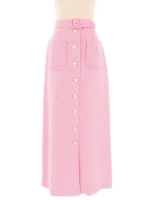 1960s Pink Checkered Maxi Skirt