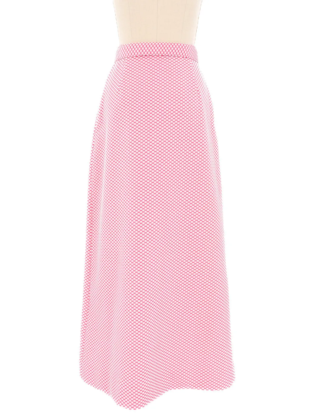1960s Pink Checkered Maxi Skirt