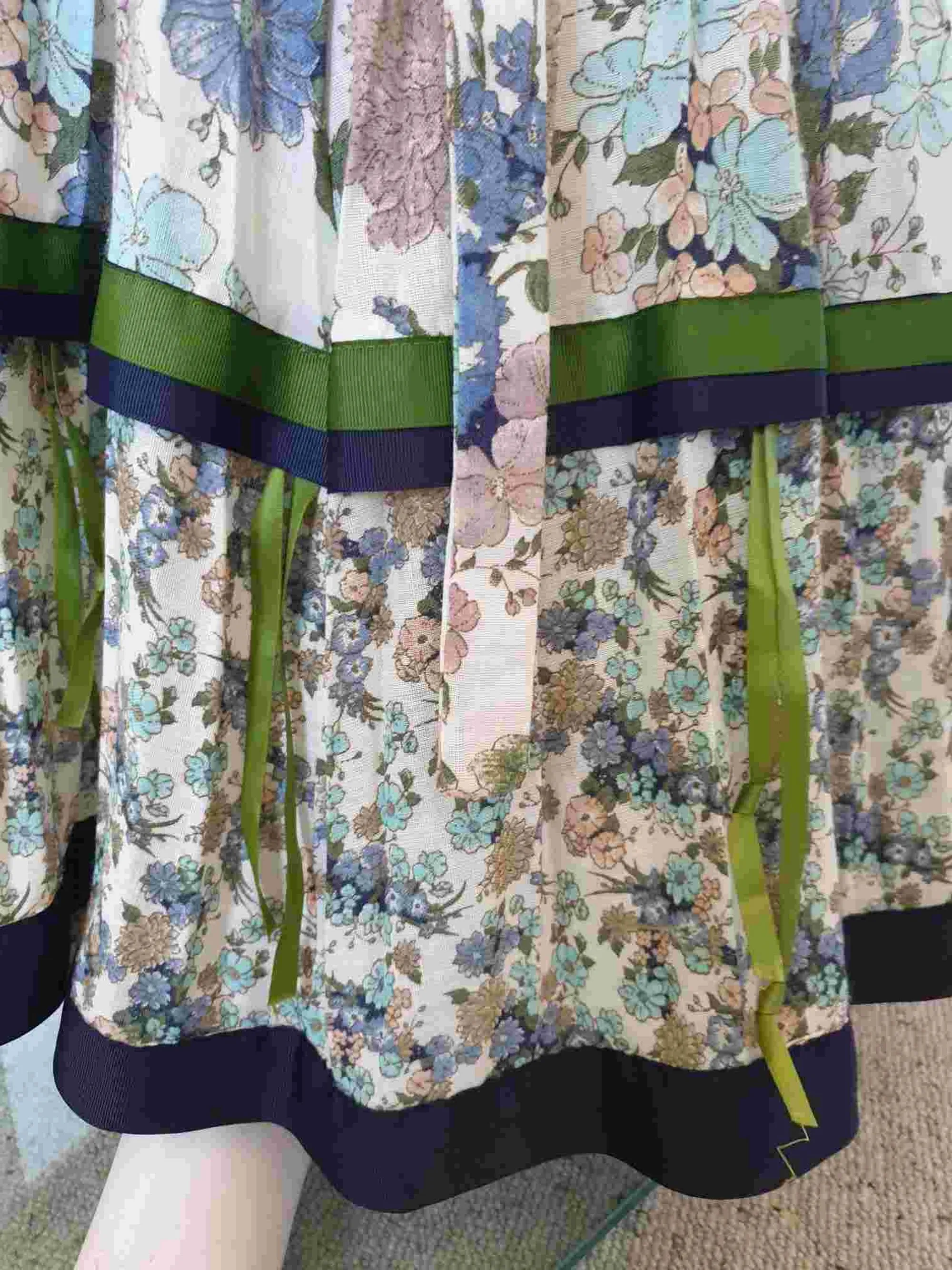1970s Pleated Floral Maxi Skirt, Gypsy or Peasant Skirt by Chessa Davis