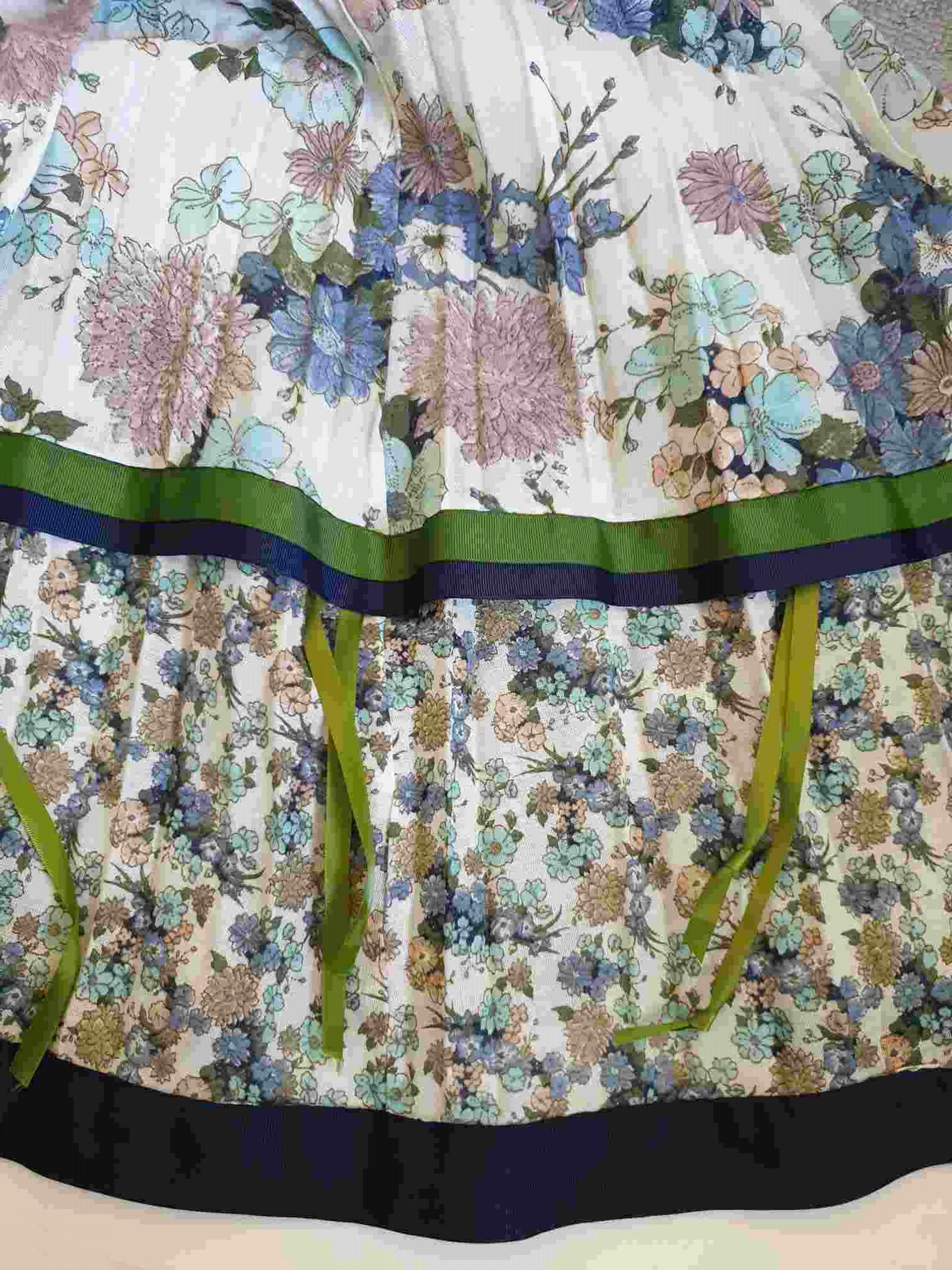 1970s Pleated Floral Maxi Skirt, Gypsy or Peasant Skirt by Chessa Davis