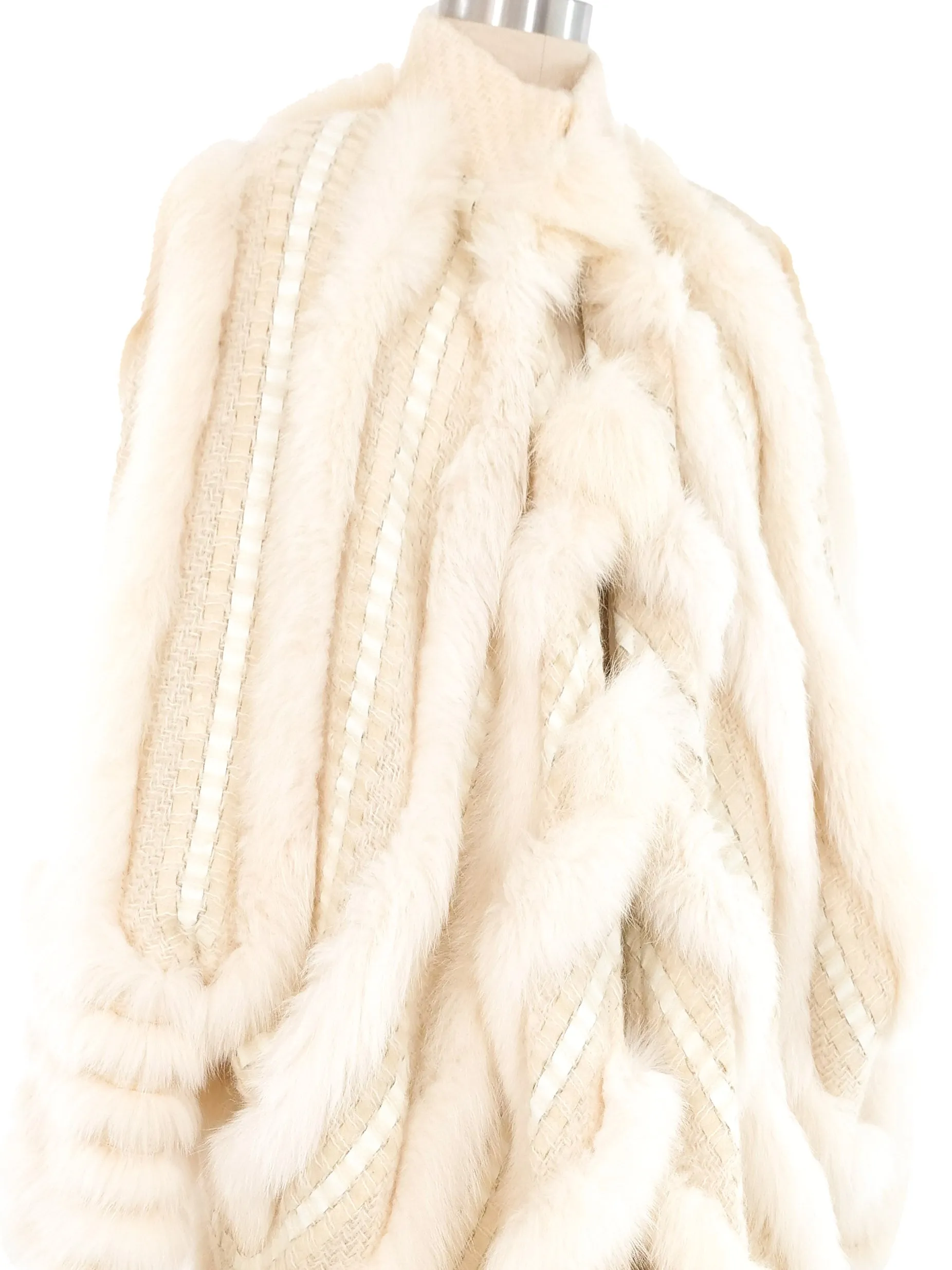 1980s Ivory Fur Knit Cocoon Coat