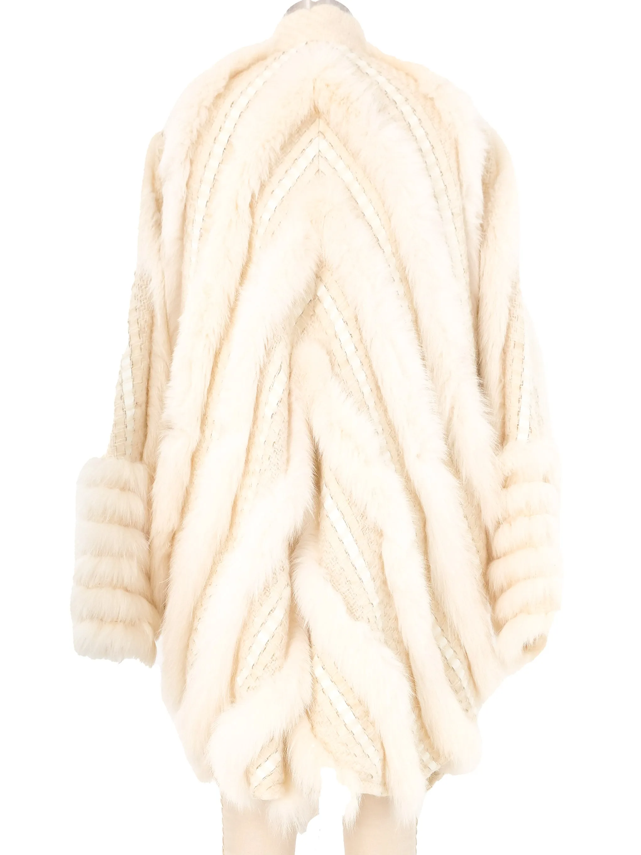 1980s Ivory Fur Knit Cocoon Coat