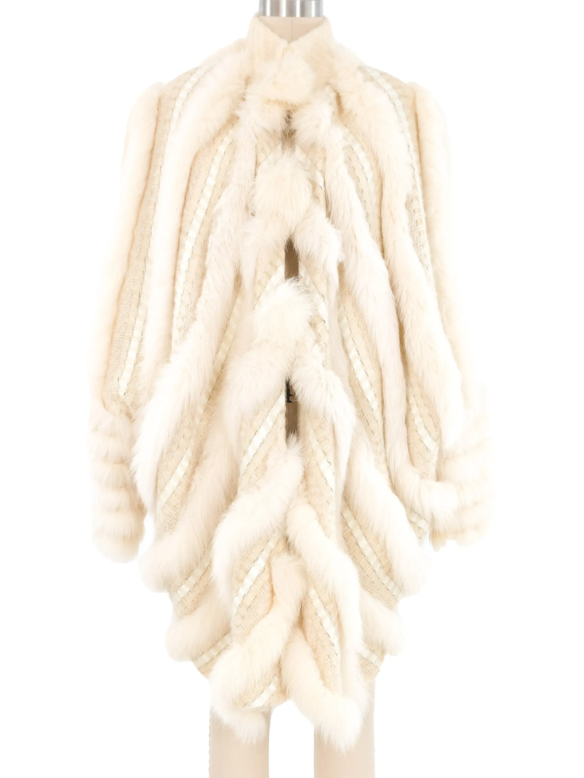 1980s Ivory Fur Knit Cocoon Coat
