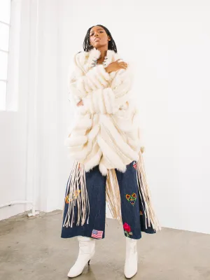 1980s Ivory Fur Knit Cocoon Coat