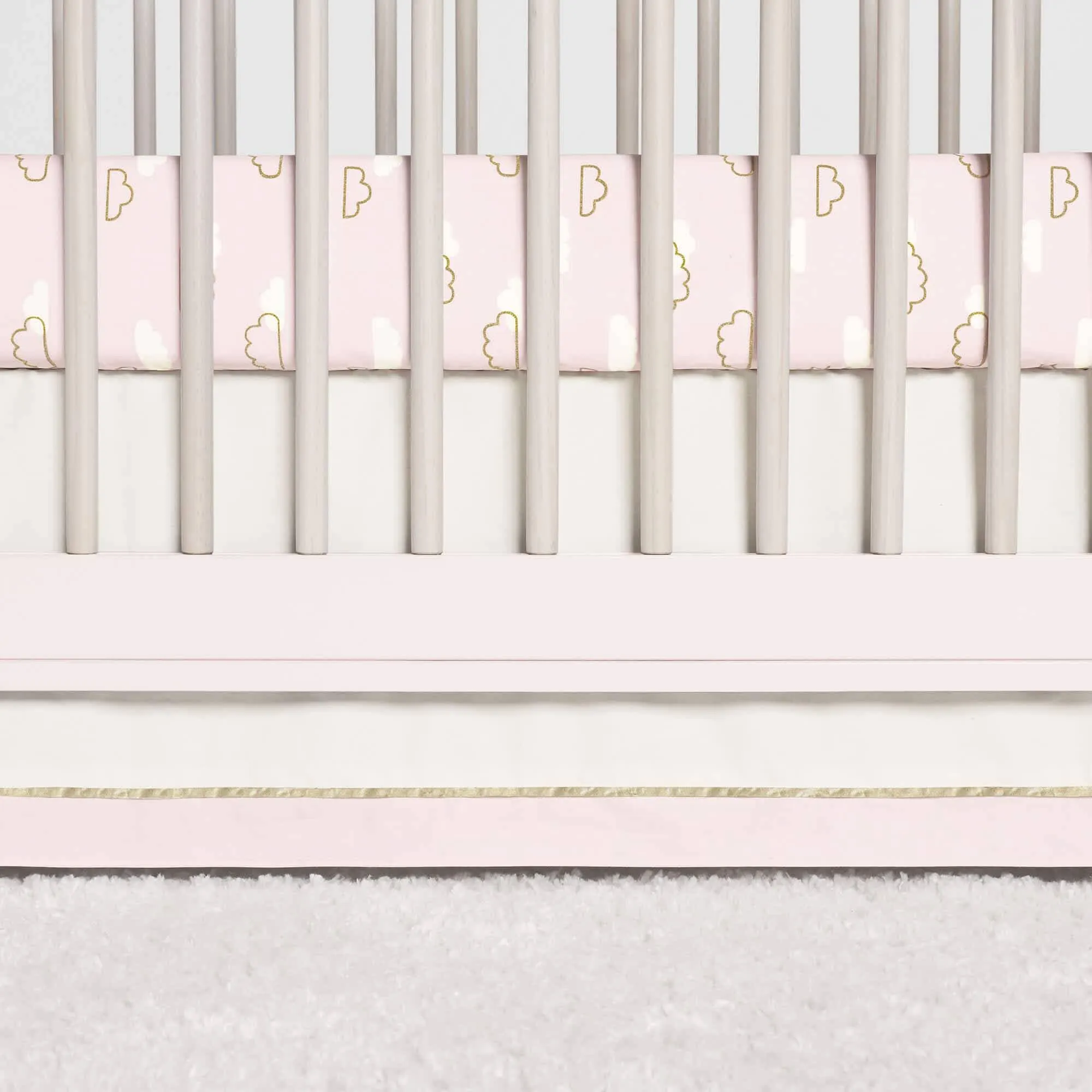 3-Piece Baby Girls Sparkle Pink Fitted Crib Sheets & Crib Skirt Set