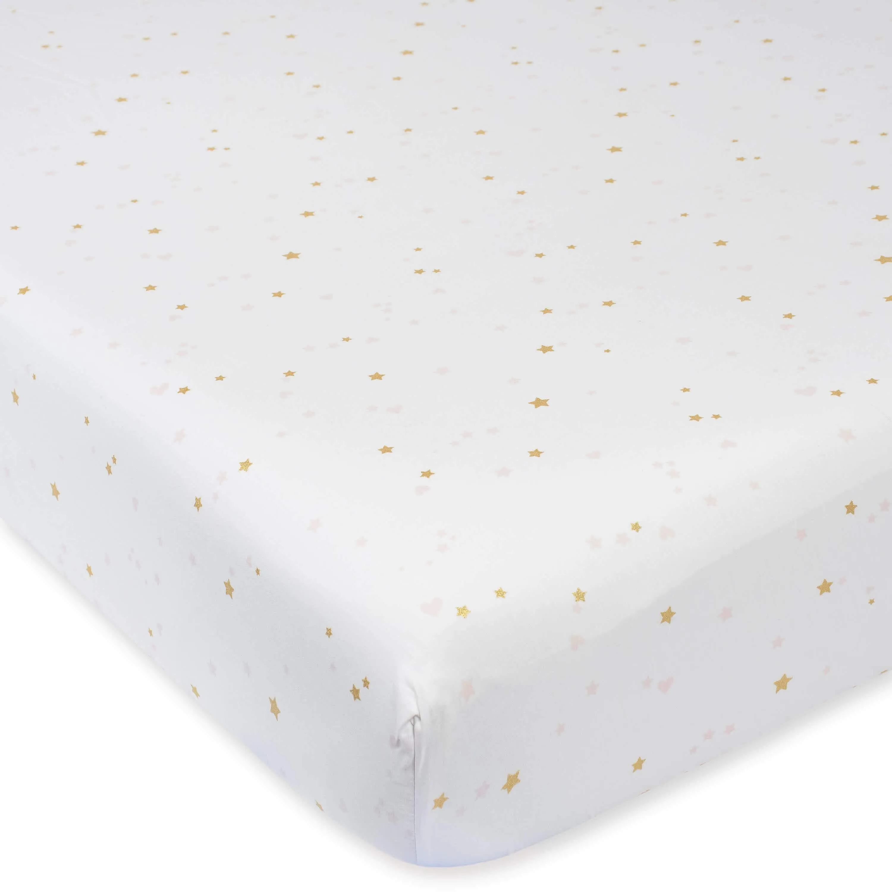 3-Piece Baby Girls Sparkle Pink Fitted Crib Sheets & Crib Skirt Set