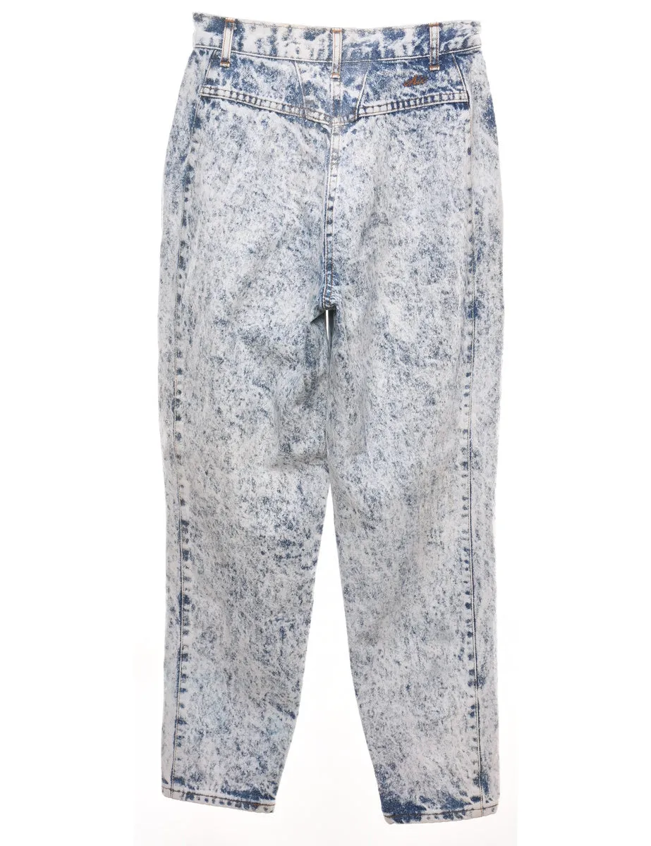 Acid Wash Tapered 1980s Jeans - W24 L30