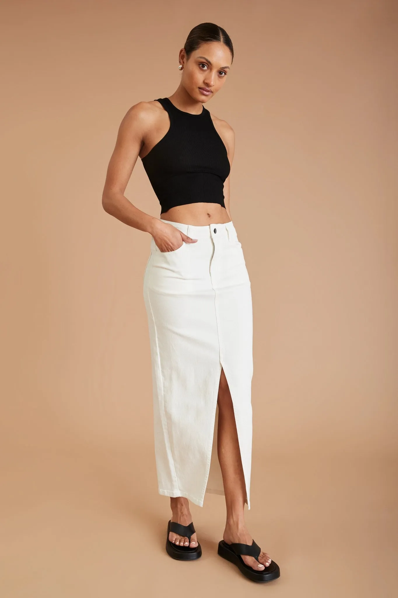 AF Denim Skirt (White)