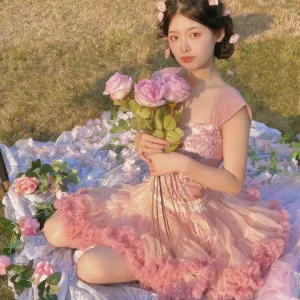Aiertu - Anita the Rose Petal of Paradise Glade Corset Top and Skirt Dress Set Kawaii Academia Y2K Cottagecore Coquette Fairycore Dollette Princesscore Bottoms
