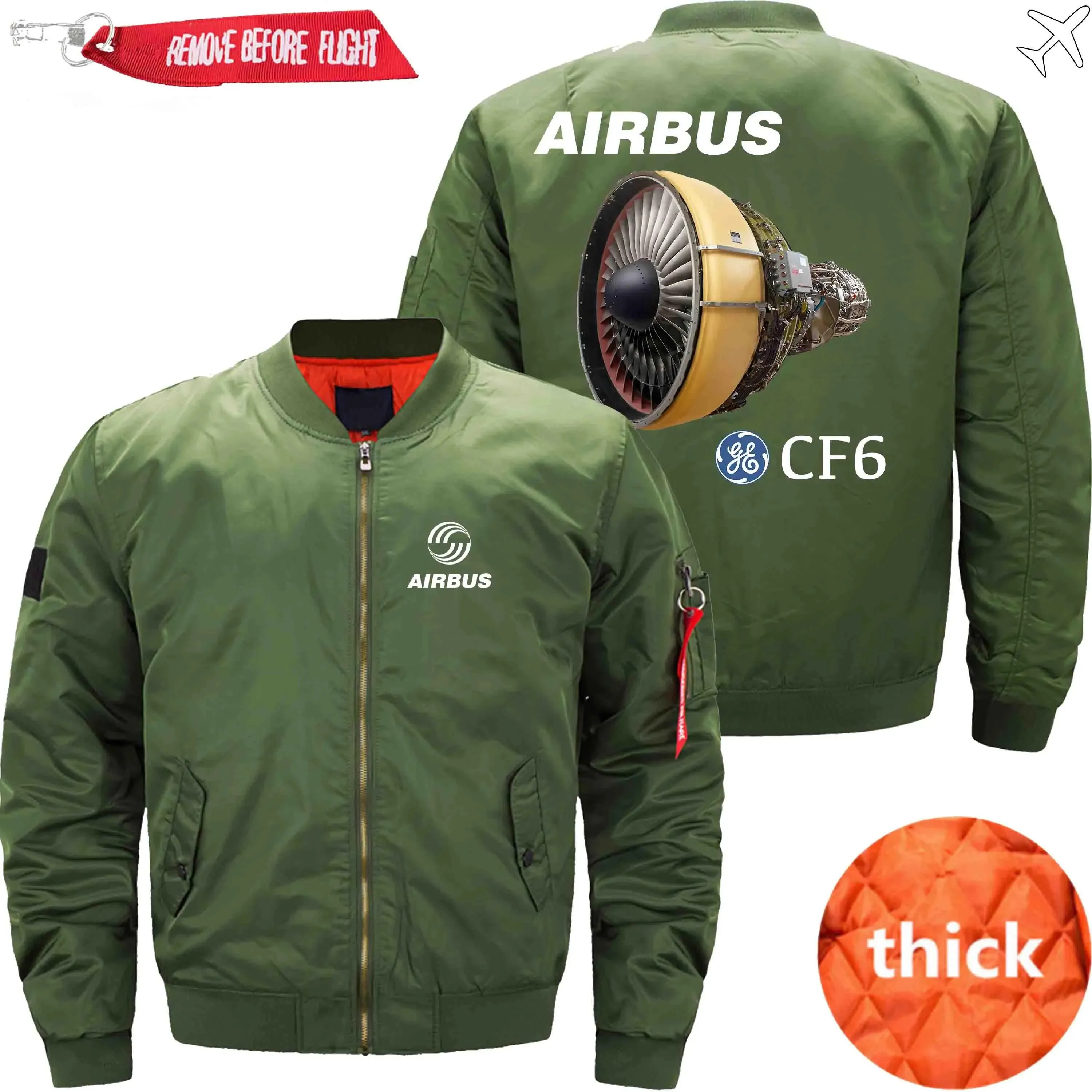 AIRBUS CF6 AIRCRAFT ENGINE MA-1 BOMBER FLIGHT BOMBER FLIGHT AVIATOR JACKET