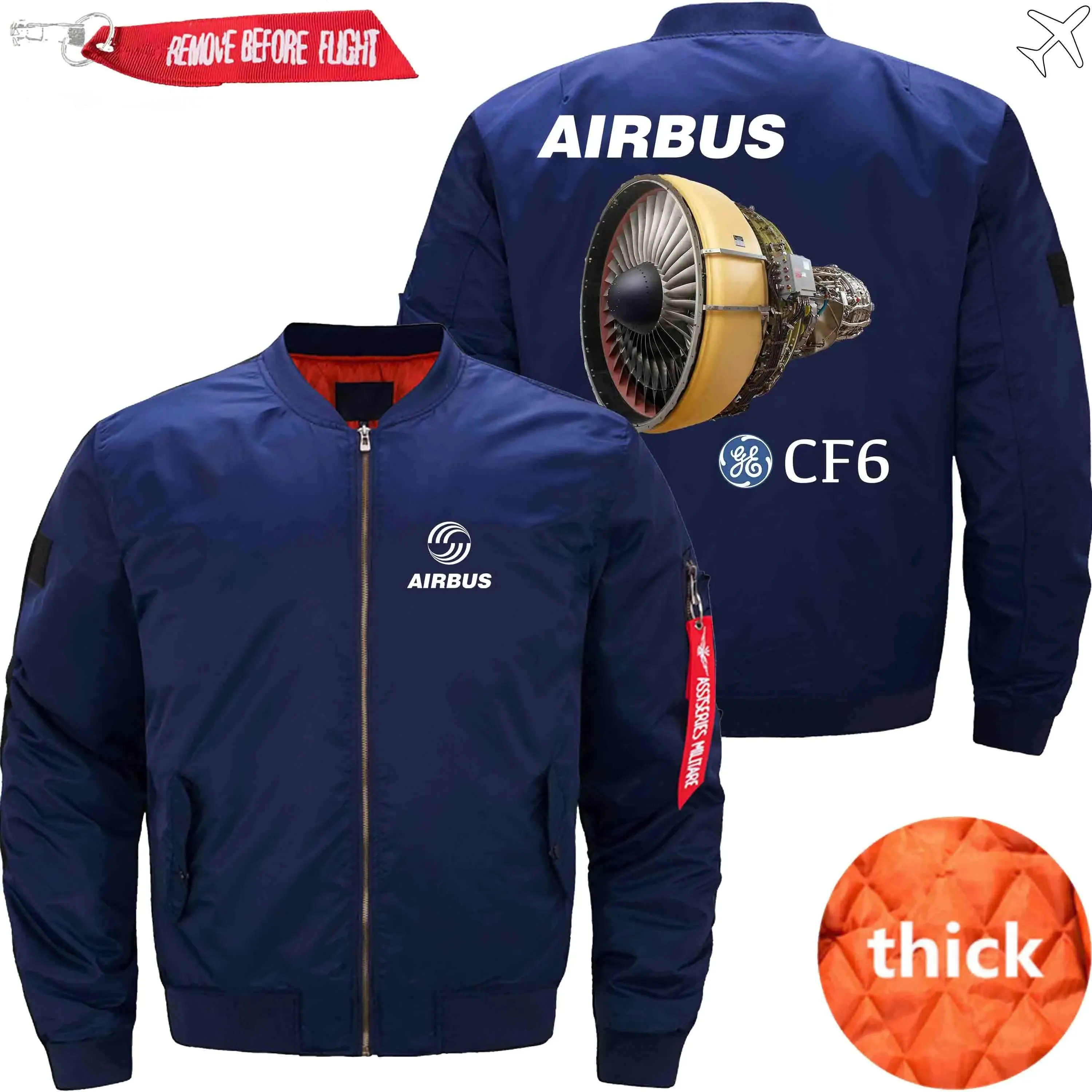 AIRBUS CF6 AIRCRAFT ENGINE MA-1 BOMBER FLIGHT BOMBER FLIGHT AVIATOR JACKET