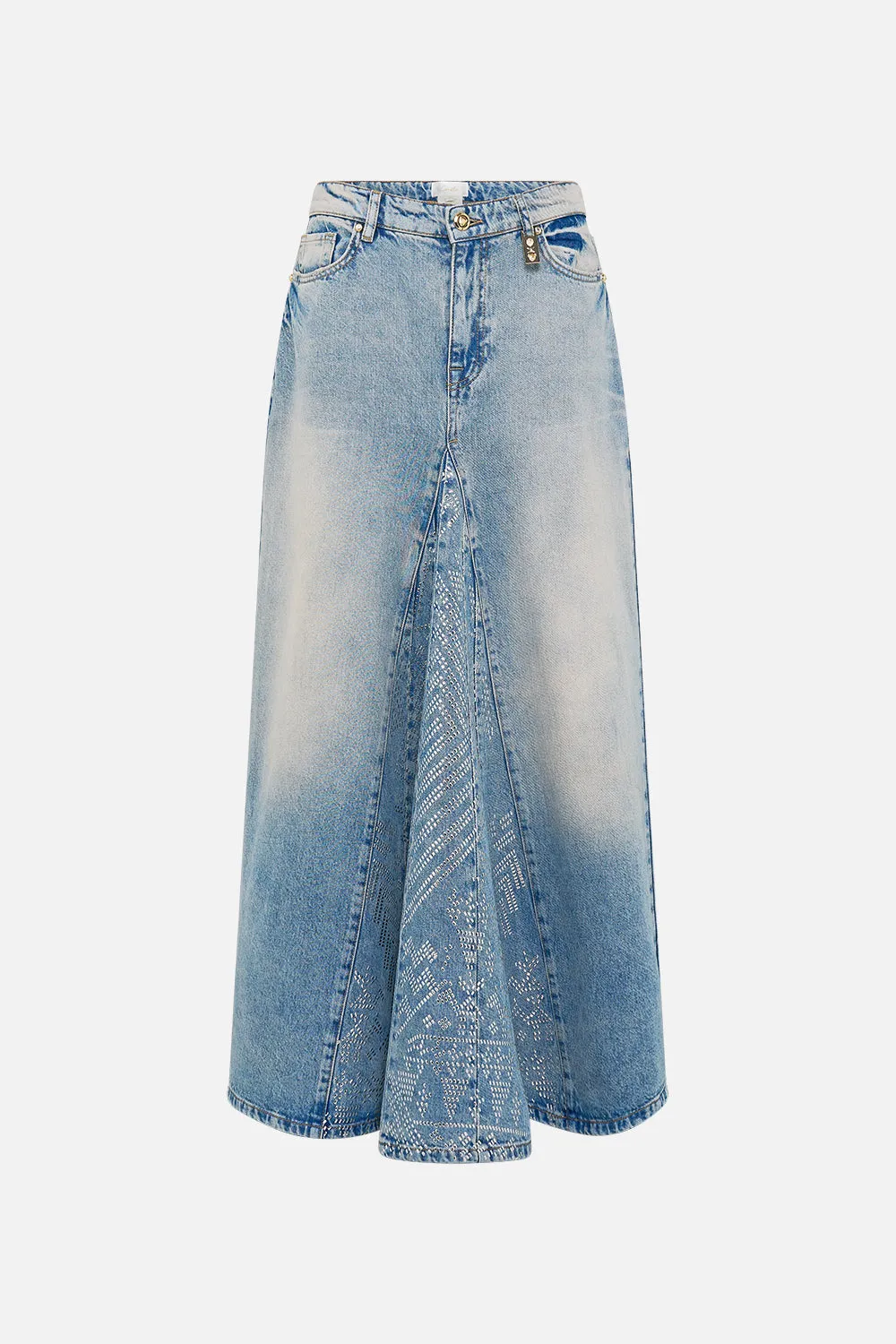 ALIKA OASIS ODYSSEY A-LINE MAXI SKIRT DENIM