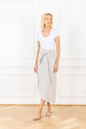 Almond Stripe Woven Maxi Wrap Skirt