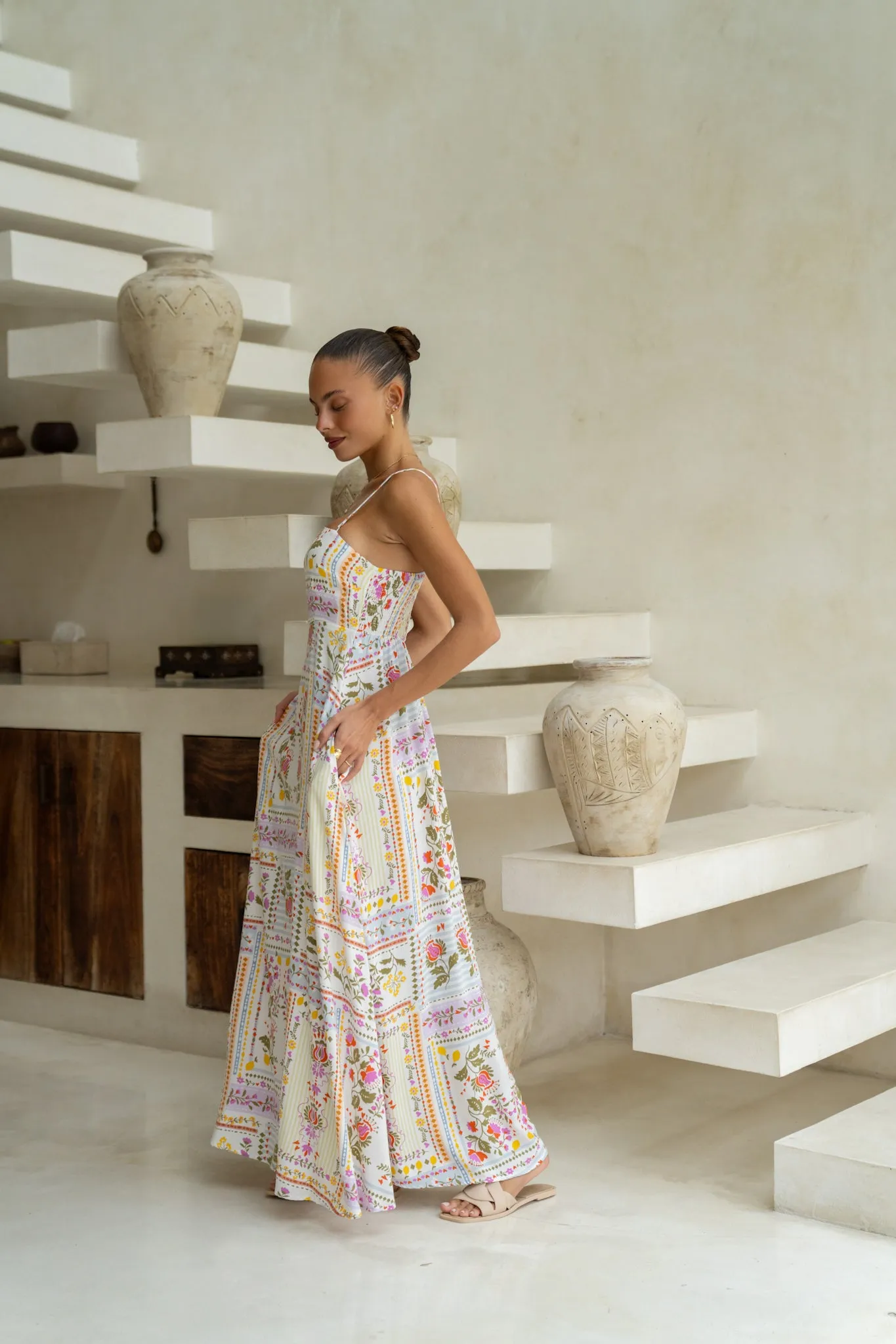 Amelina Multicolour Floral Flared Maxi Dress
