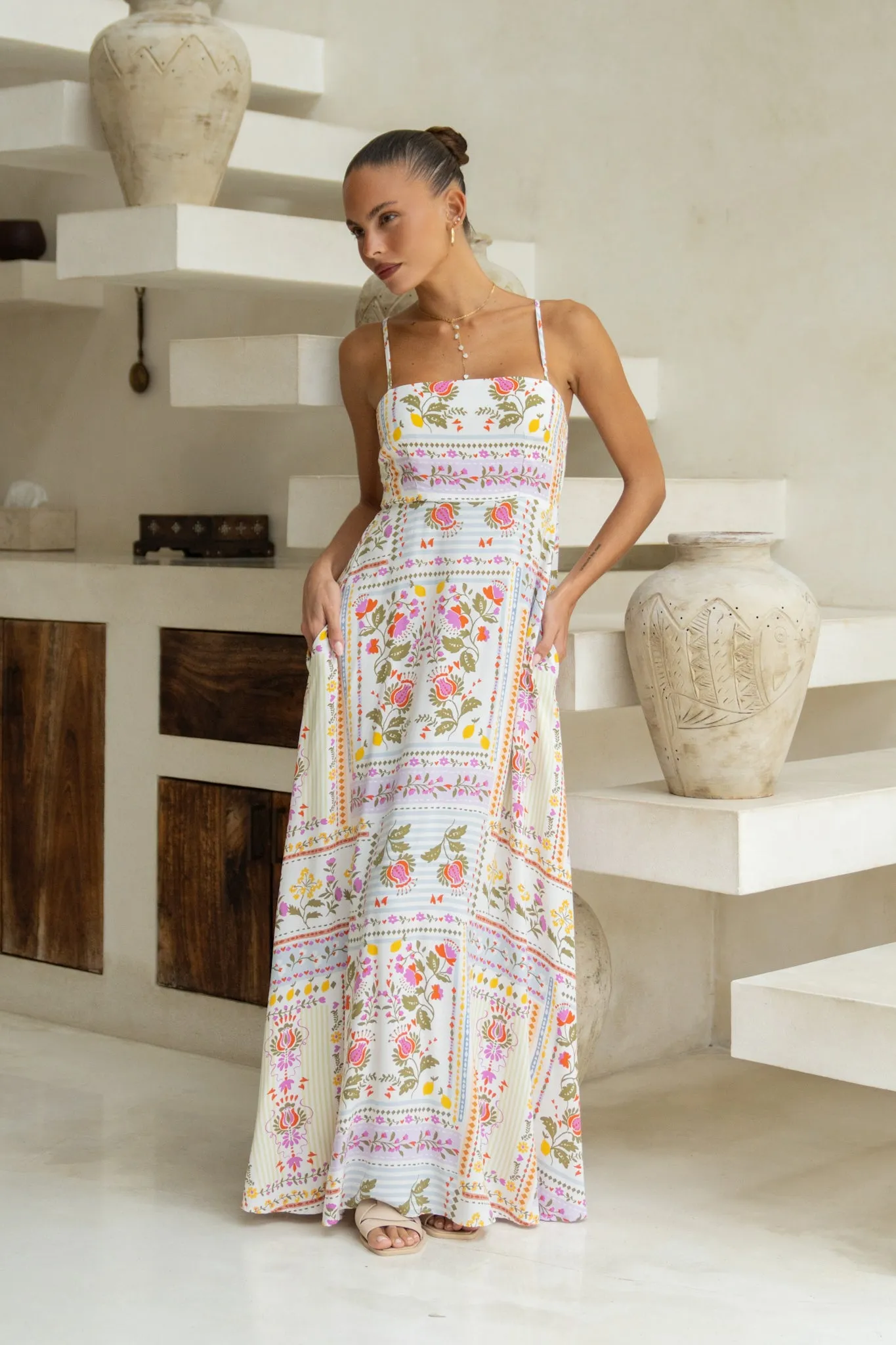 Amelina Multicolour Floral Flared Maxi Dress