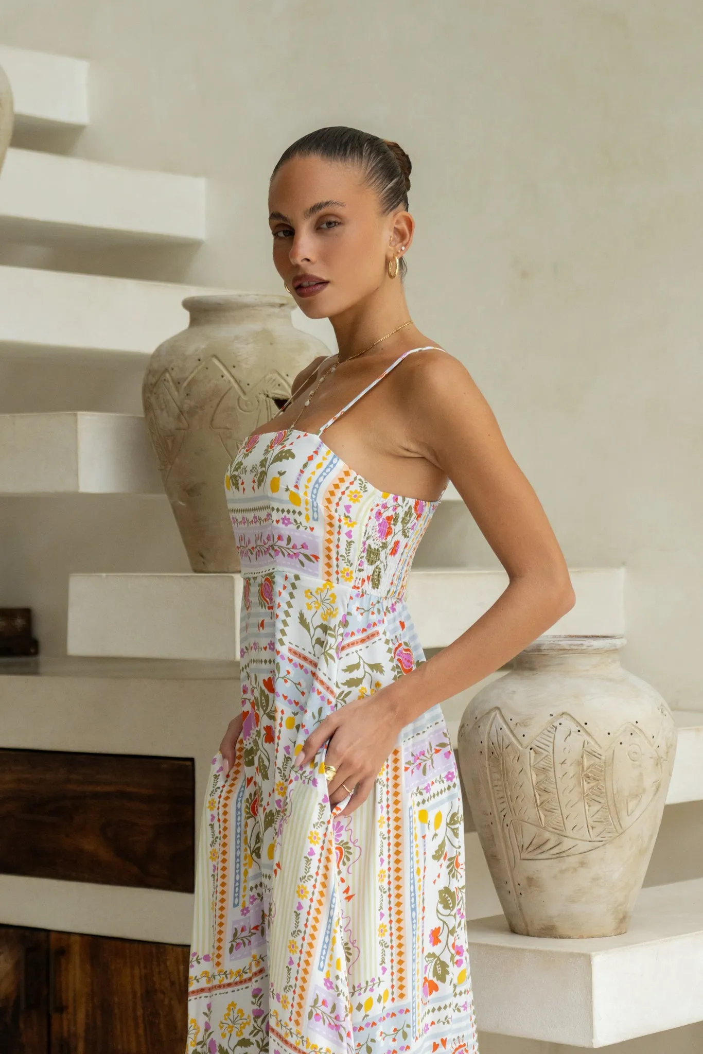 Amelina Multicolour Floral Flared Maxi Dress