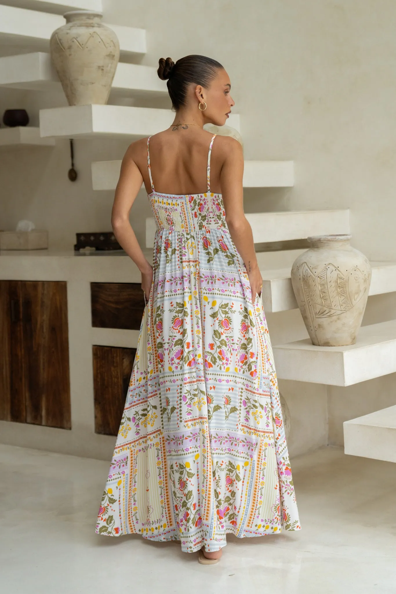 Amelina Multicolour Floral Flared Maxi Dress