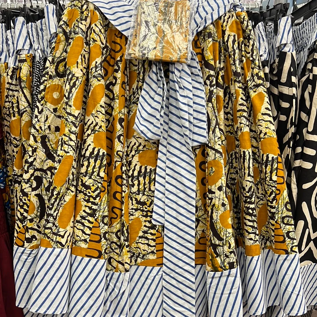 Asymmetrical Stripe Dashiki Maxi Skirt