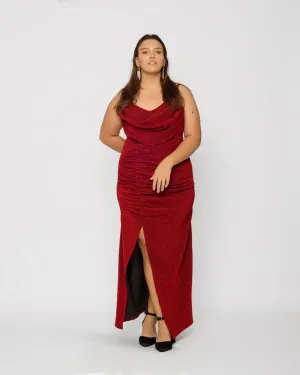 Babe Maxi dress Ruched skirt - red