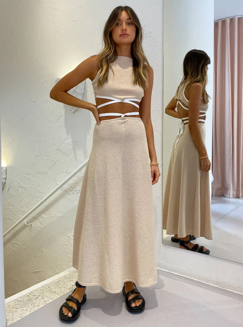 Bec and Bridge Lauryn Knit Skirt in Cream/Sand