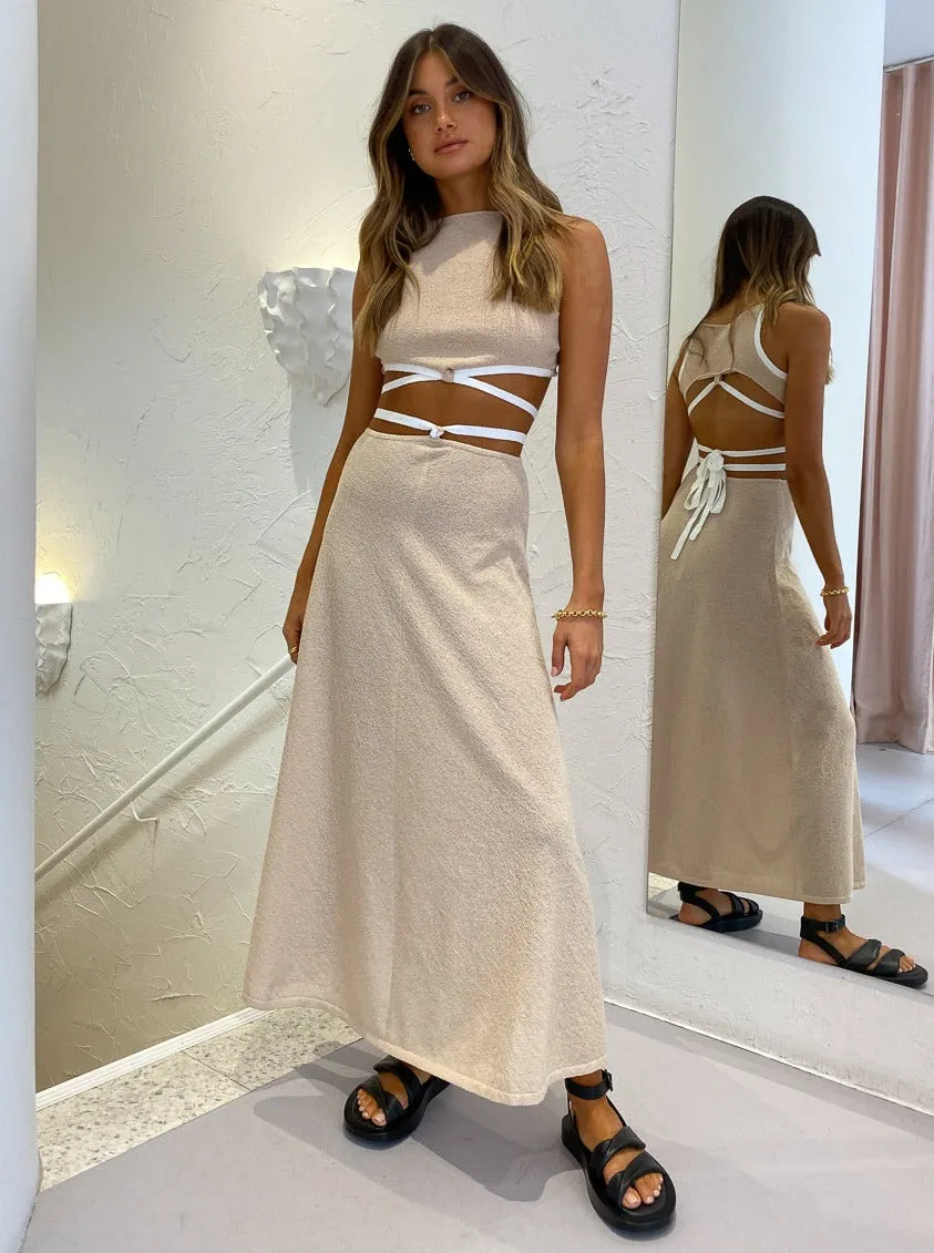 Bec and Bridge Lauryn Knit Skirt in Cream/Sand