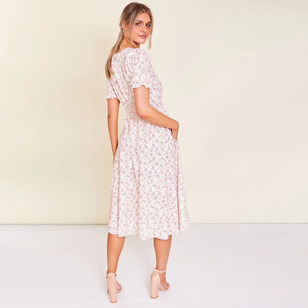 Belle Dress (Cream Floral)