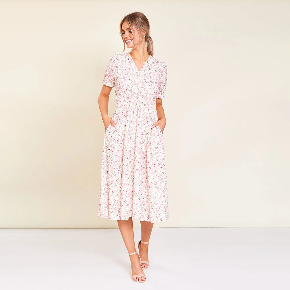 Belle Dress (Cream Floral)