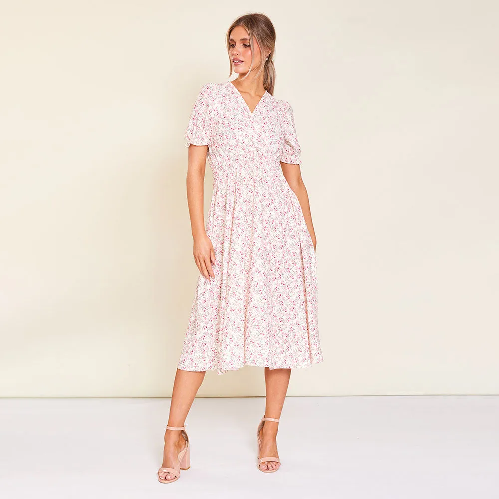 Belle Dress (Cream Floral)