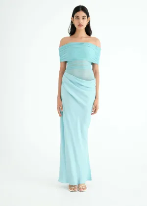 Benni Nico off Shoulder Maxi Dress Aqua Marine