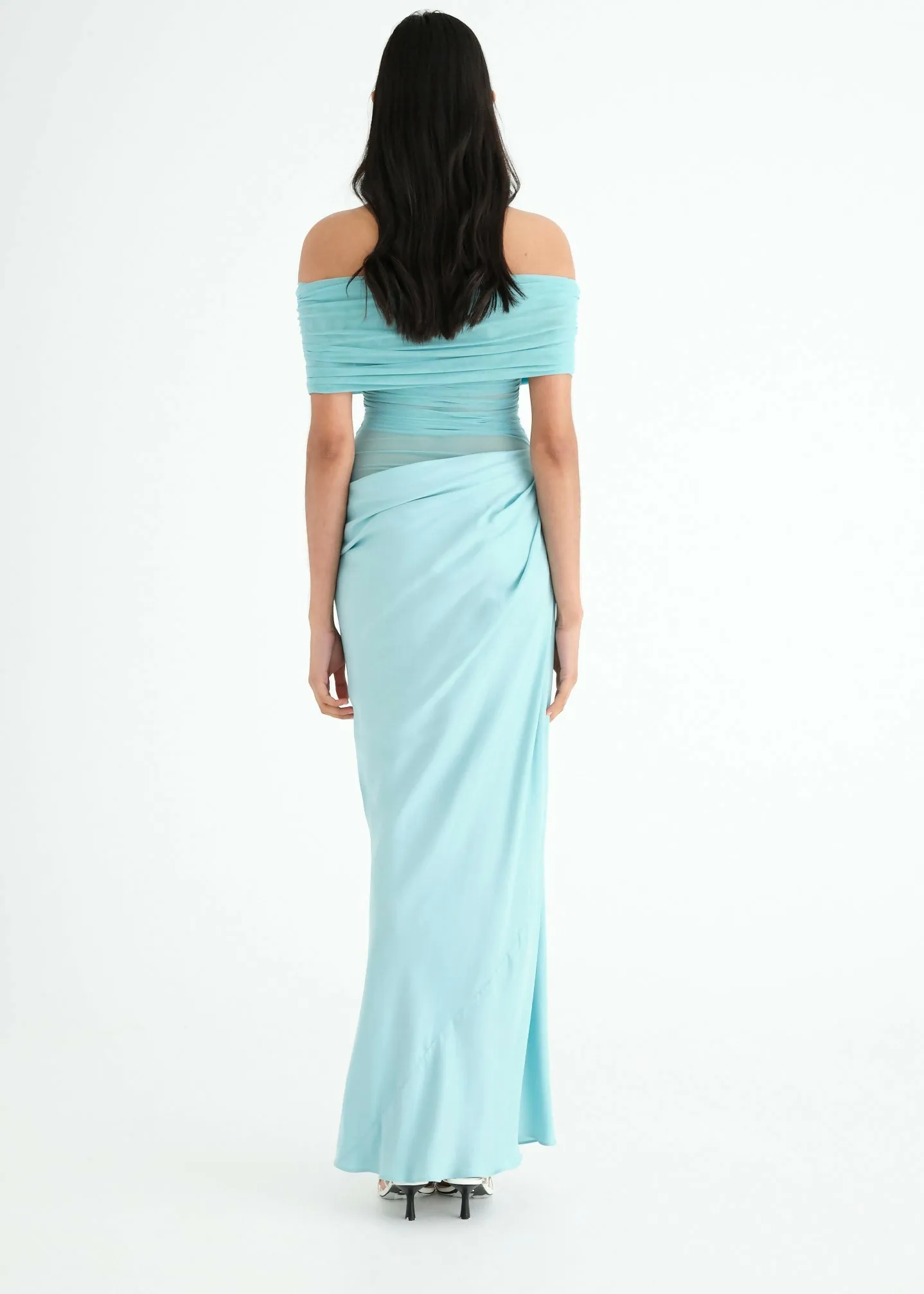 Benni Nico off Shoulder Maxi Dress Aqua Marine
