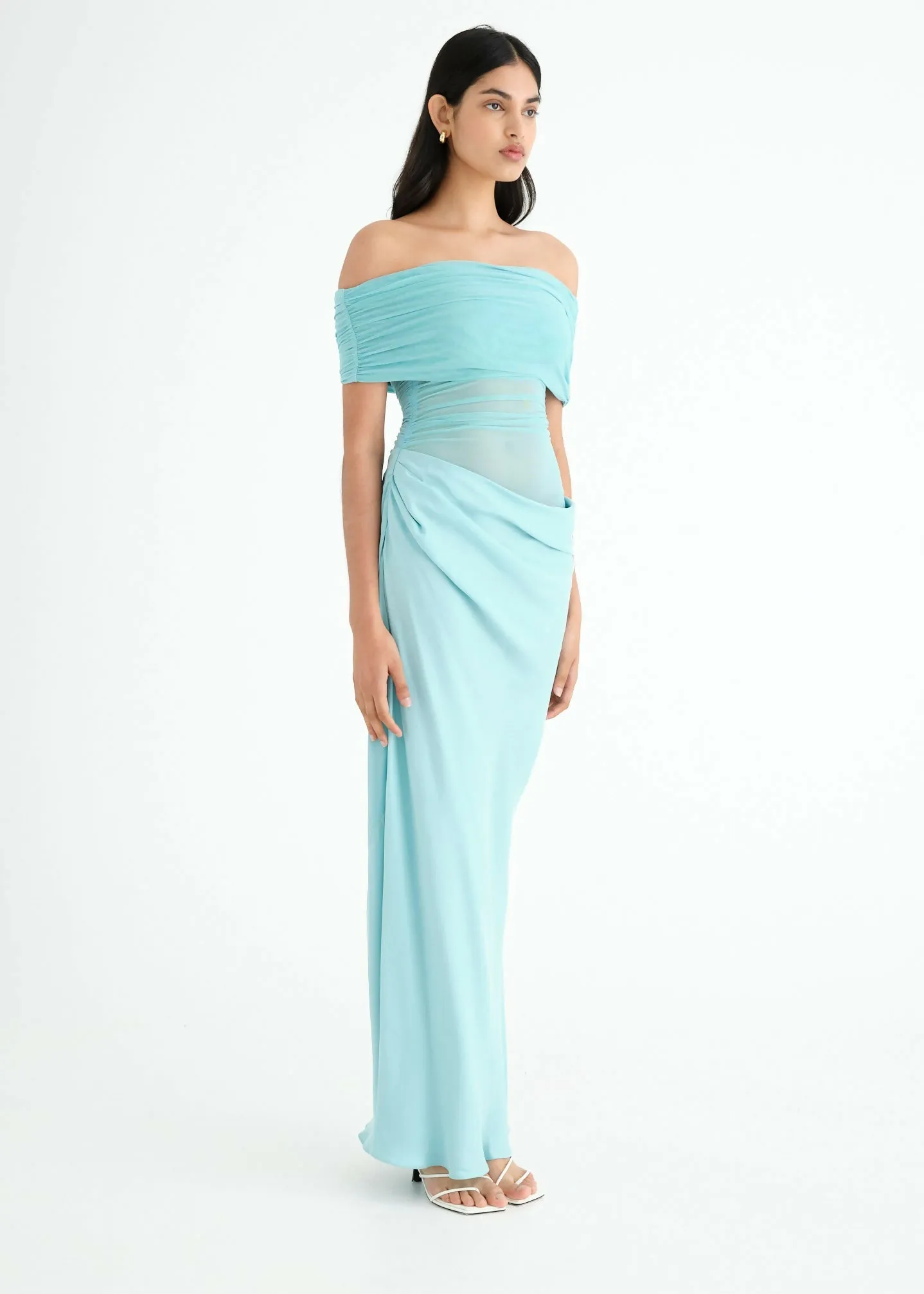Benni Nico off Shoulder Maxi Dress Aqua Marine