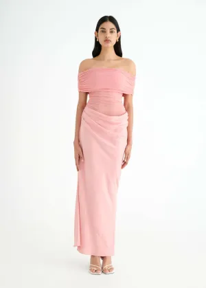 Benni Nico Off Shoulder Maxi Dress in Candyfloss