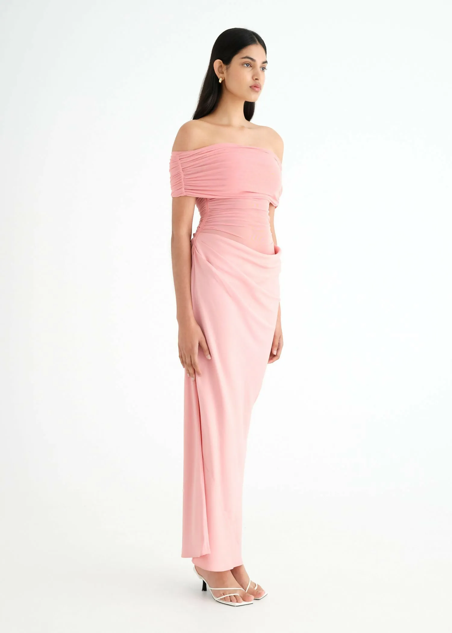 Benni Nico Off Shoulder Maxi Dress in Candyfloss