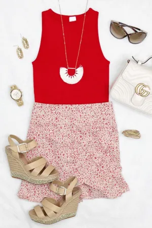 Best Interest At Heart Skort - Red