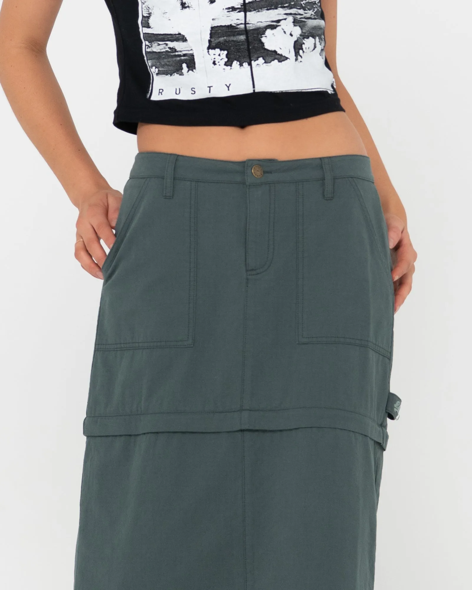 Billie Low Rise Ripstop Zip Off Maxi Skirt