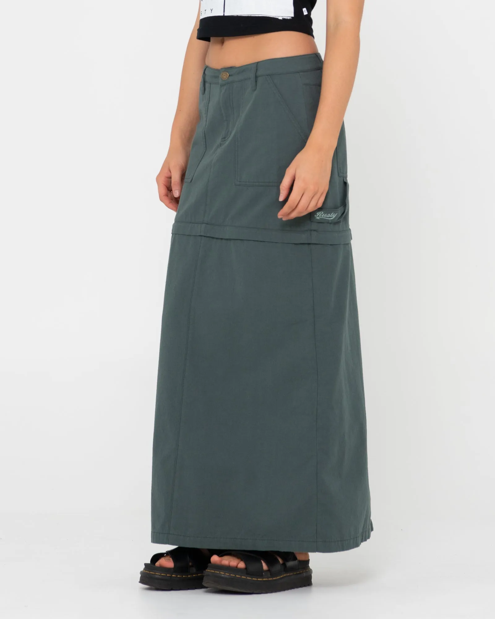 Billie Low Rise Ripstop Zip Off Maxi Skirt