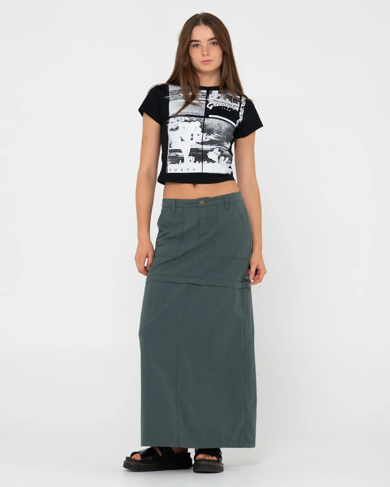 Billie Low Rise Ripstop Zip Off Maxi Skirt