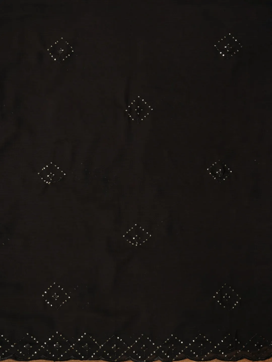 Black Sequin Embroidered Silk Georgette Dress Material with Dupatta