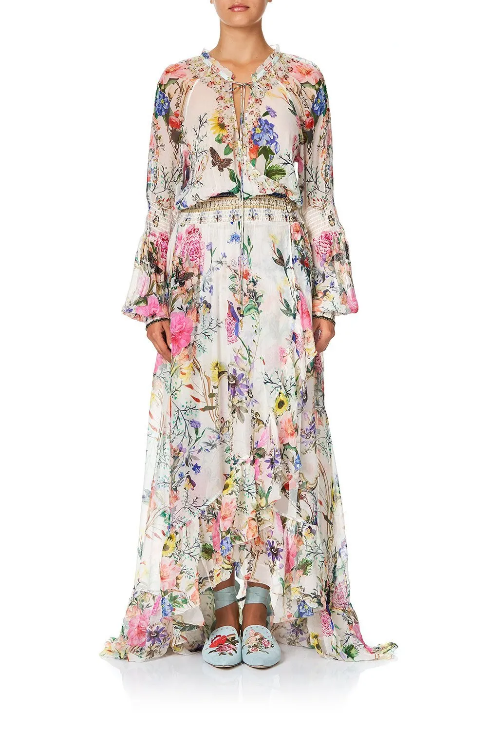 BLOUSON SLEEVE WRAP DRESS BOHEME