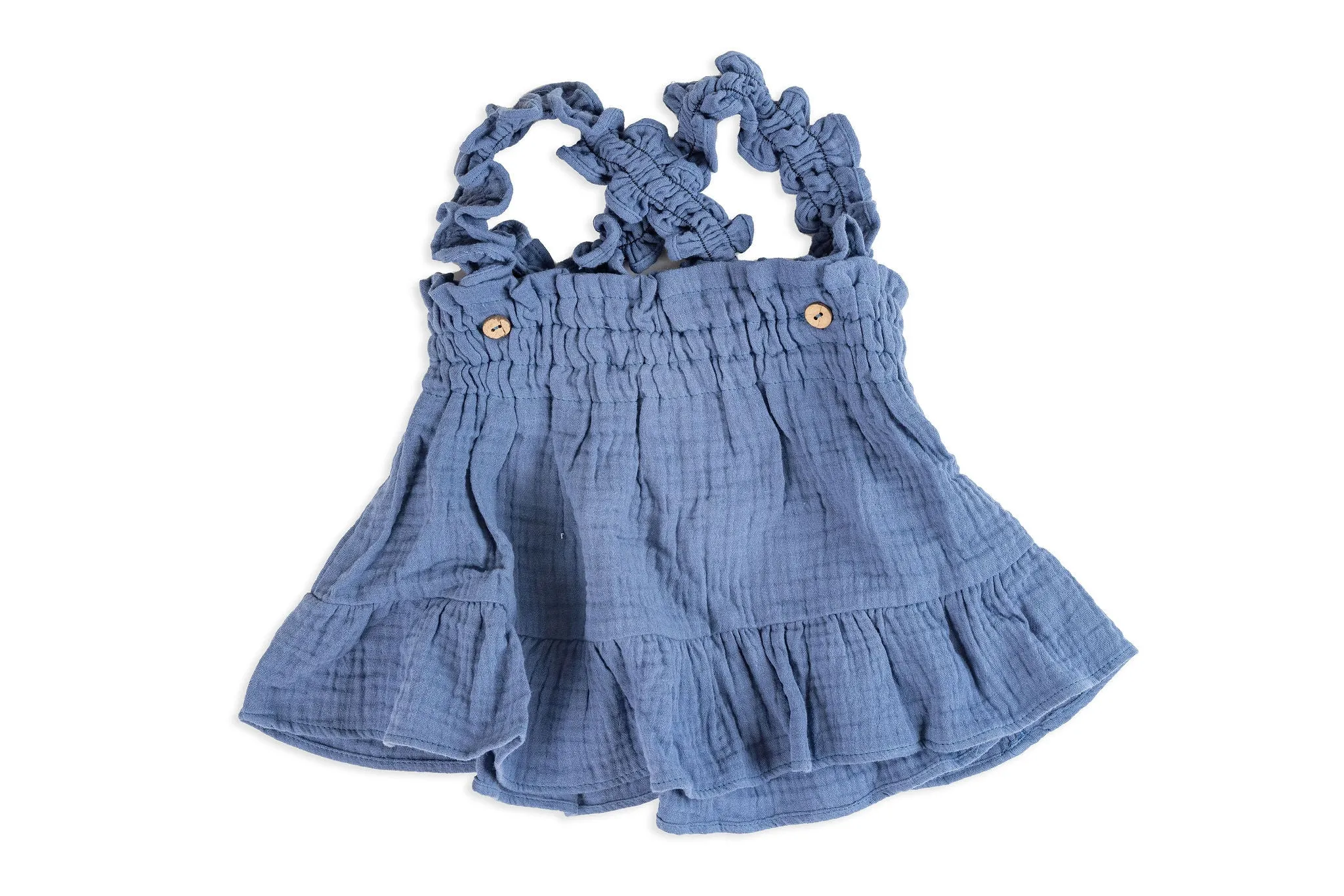 Blue Cotton Skirt with Straps