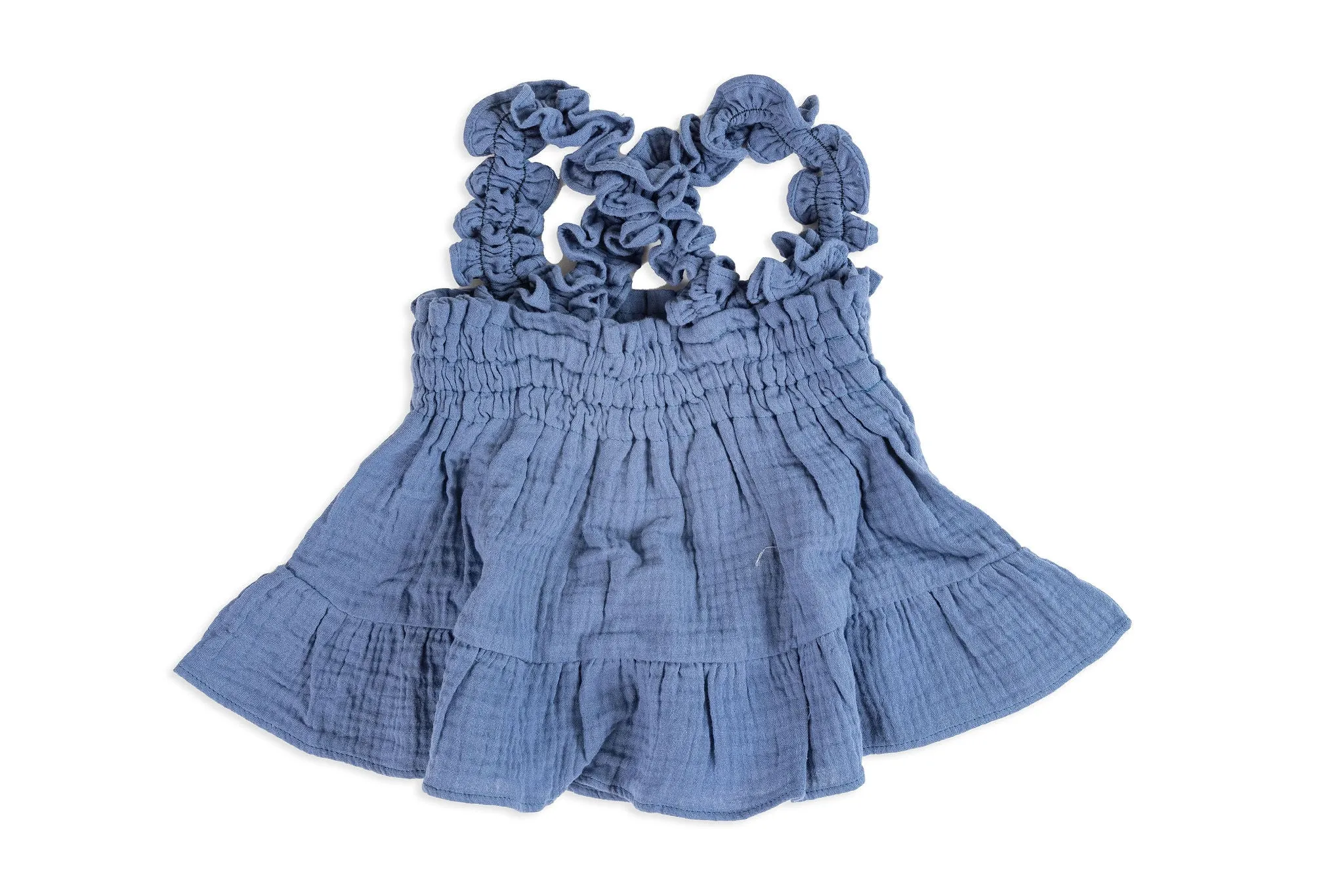 Blue Cotton Skirt with Straps