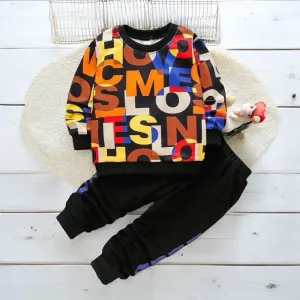Boys Text Graphic Printed Jogger Set