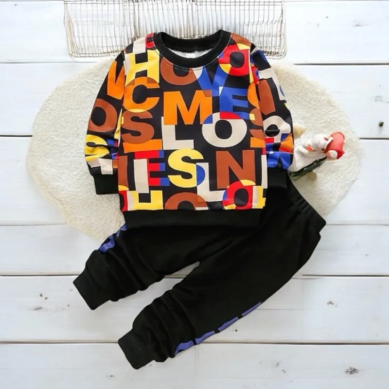 Boys Text Graphic Printed Jogger Set