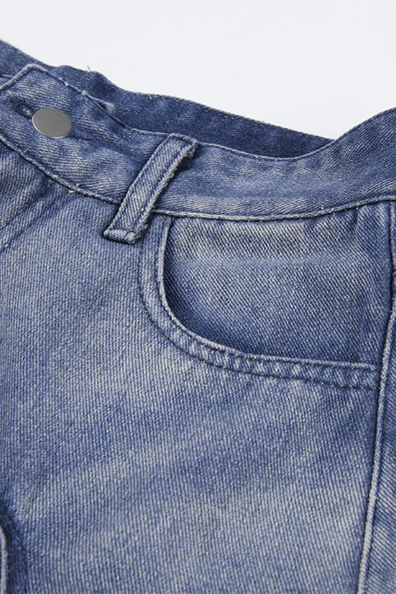 BQ3117 Split Denim Long Skirt