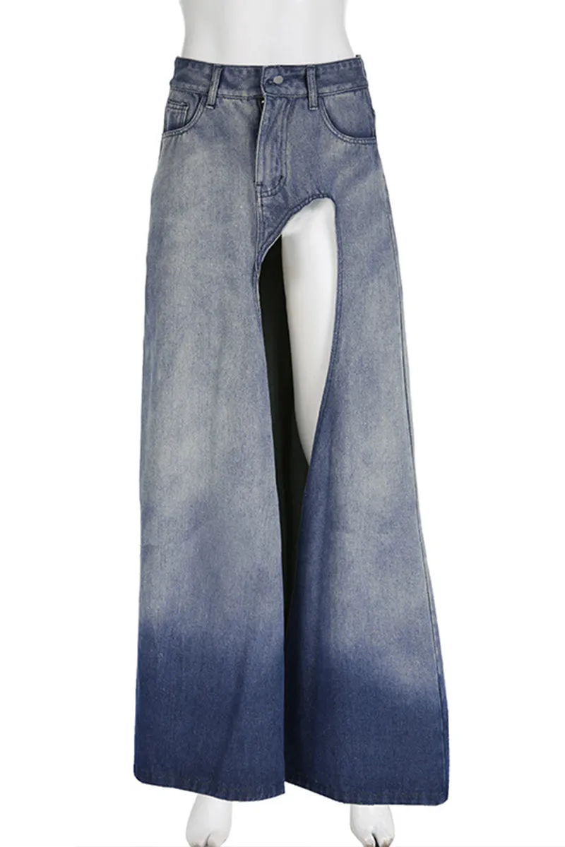 BQ3117 Split Denim Long Skirt