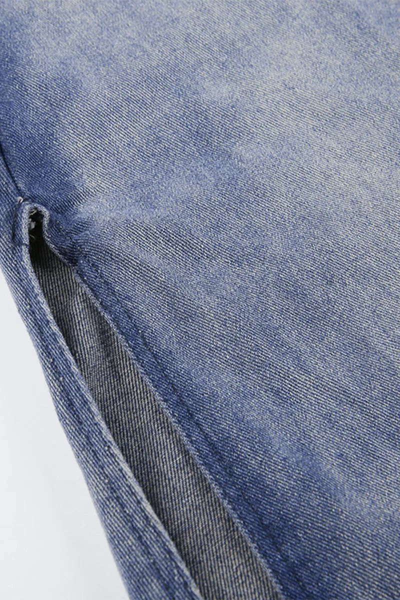 BQ3117 Split Denim Long Skirt