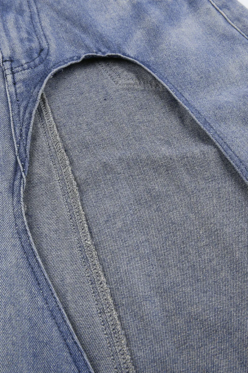 BQ3117 Split Denim Long Skirt